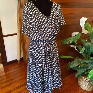 MSK polka dot dress w/slip flutter slv NWOT